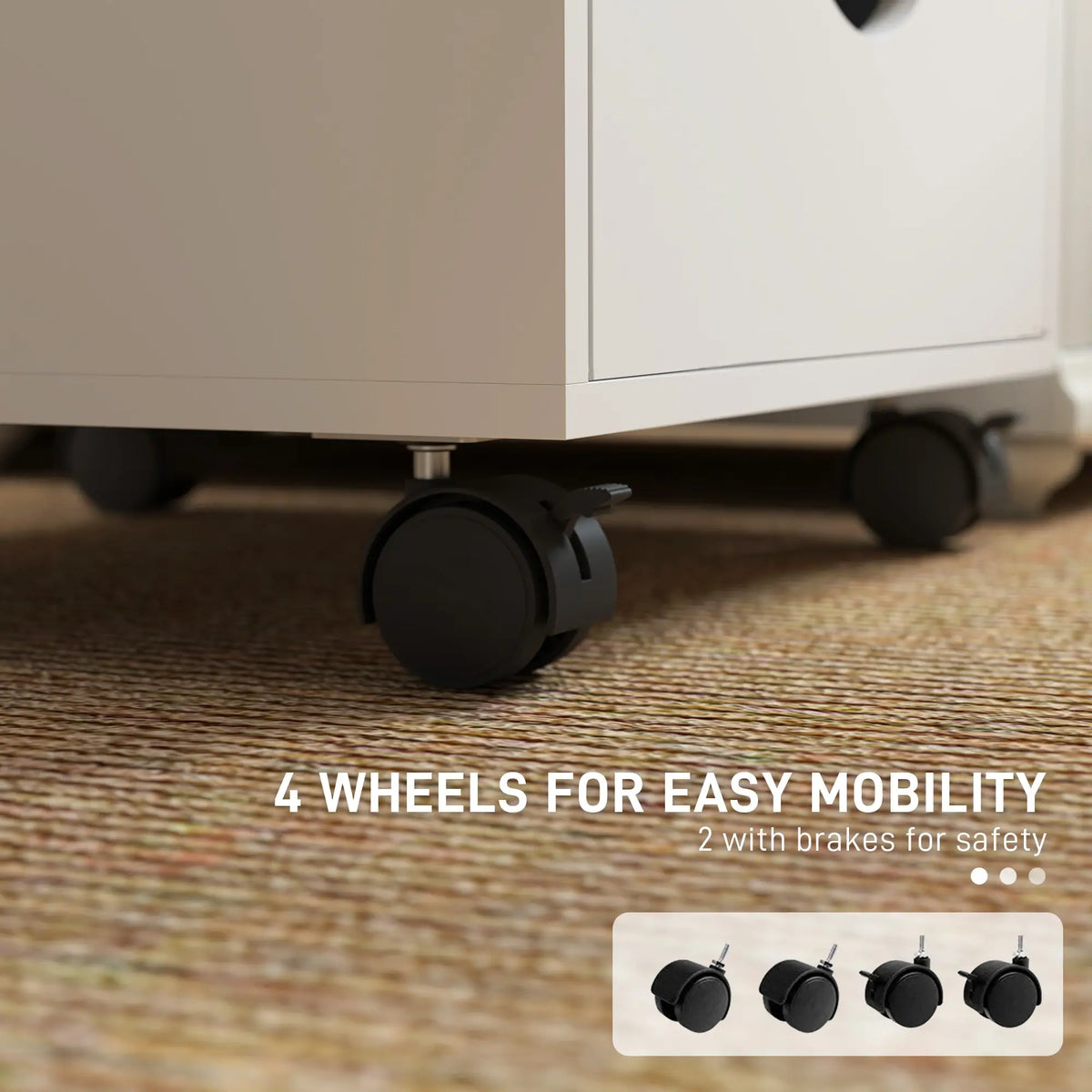 5 Drawer File Cabinet on Wheels, 15.7" x 15.7" x 26.4", White Office Cabinets & Cupboards at Gallery Canada