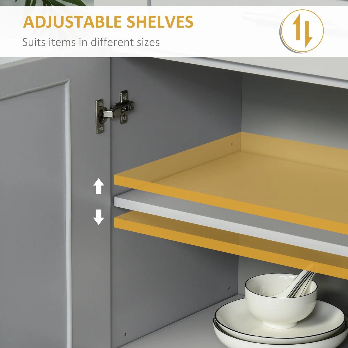 72" Storage Cabinet, Kitchen Pantry with 4 Doors, Drawer, 3 Shelves, Grey Kitchen Pantry Cabinets at Gallery Canada