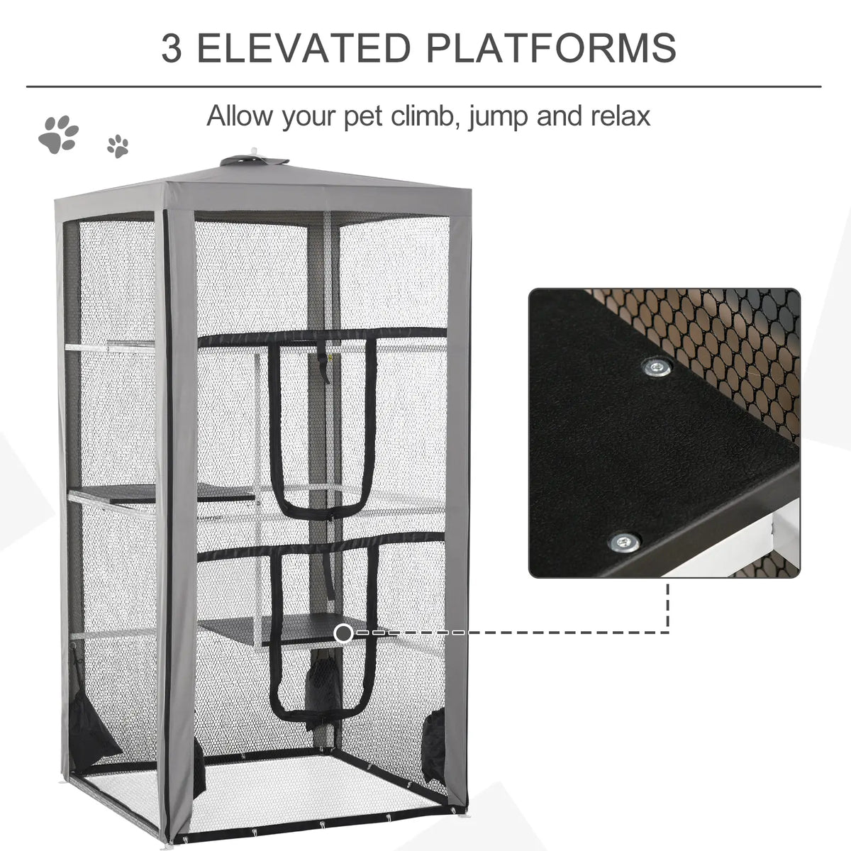 79" Cat Cage, Large Outdoor Kitten House, Indoor Pet Kennel, Grey Outdoor Cat Enclosures at Gallery Canada