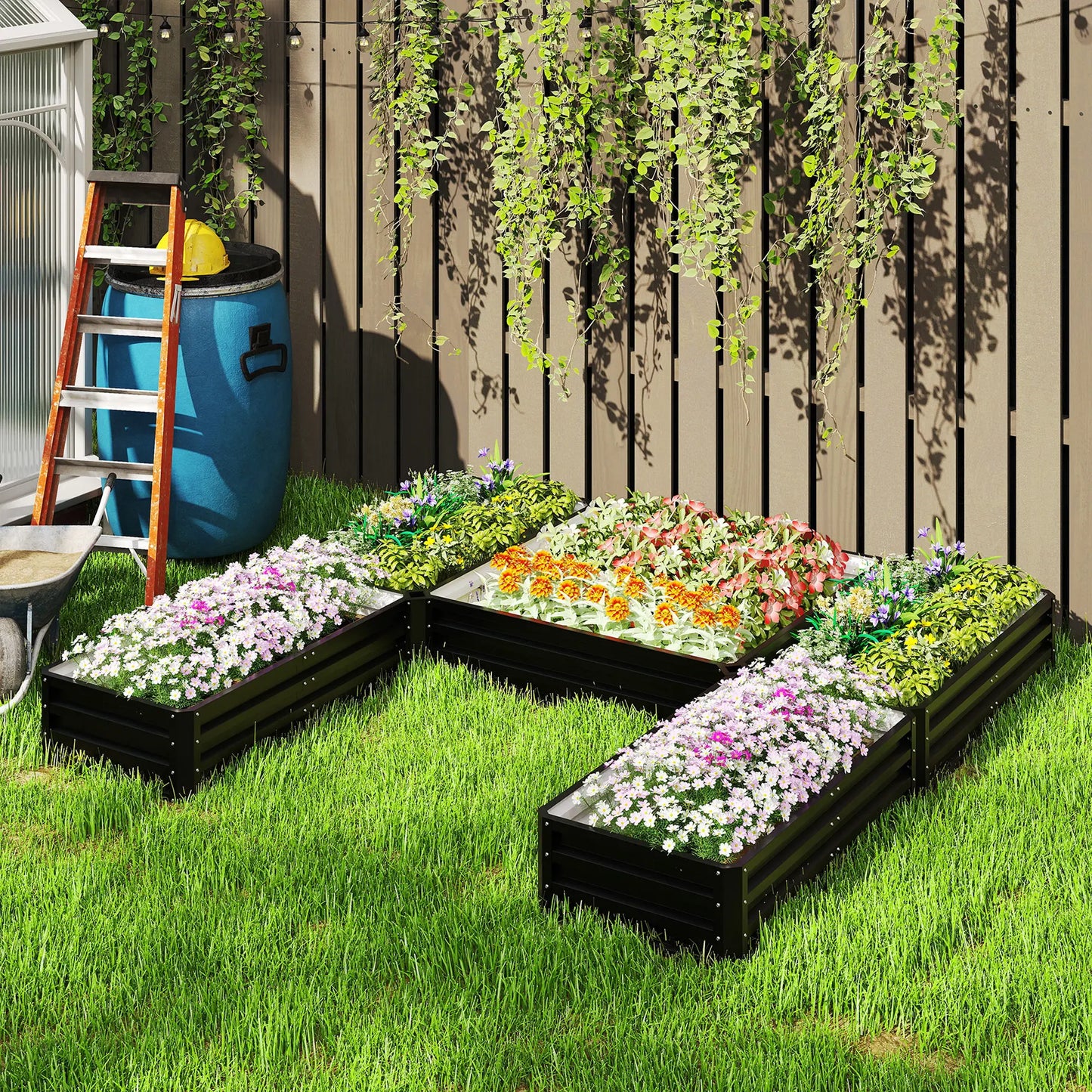 Steel Raised Garden Bed, 8x8x1ft, Set of 5 Large Planters, Black Galvanized Planter Boxes at Gallery Canada