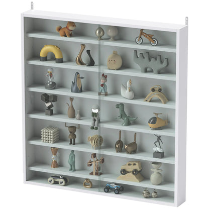 7-Tier Glass Curio Cabinet, 2 Glass Doors, 6 Adjustable Shelves, White Display Bookshelves White at Gallery Canada