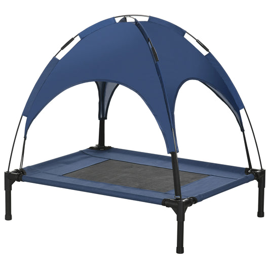 Portable Raised Dog Cot with Canopy, Medium Size, Dark Blue Elevated Dog Beds Dark Blue, Black at Gallery Canada