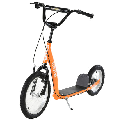 Kids Scooter, Adjustable Handlebar, Dual Brakes, Inflatable Wheels, Age 5+, Orange Scooters Orange at Gallery Canada