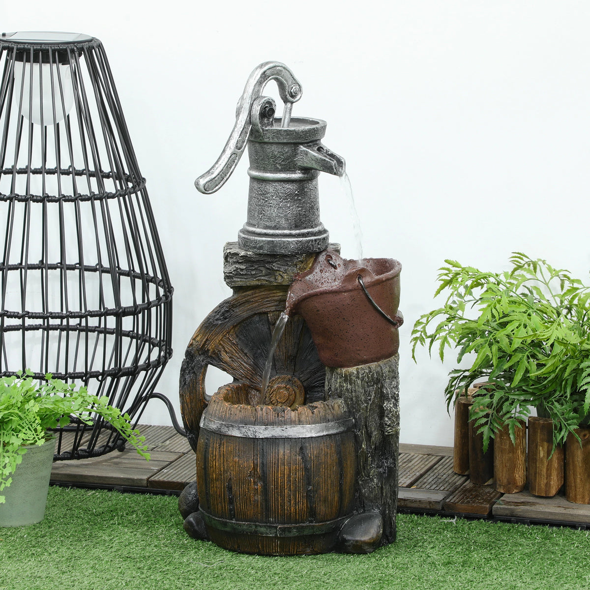 Rustic Waterfall Fountain, 3-Tier Cascading Outdoor, Adjustable Flow Water Fountains at Gallery Canada