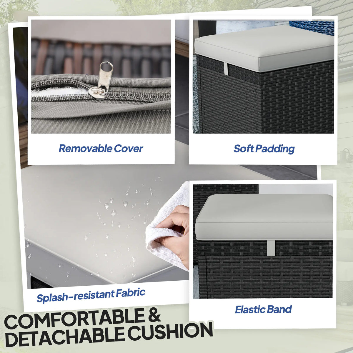2 Wicker Outdoor Ottomans with Storage, Removable Cushion, Grey Patio Furniture Sets at Gallery Canada