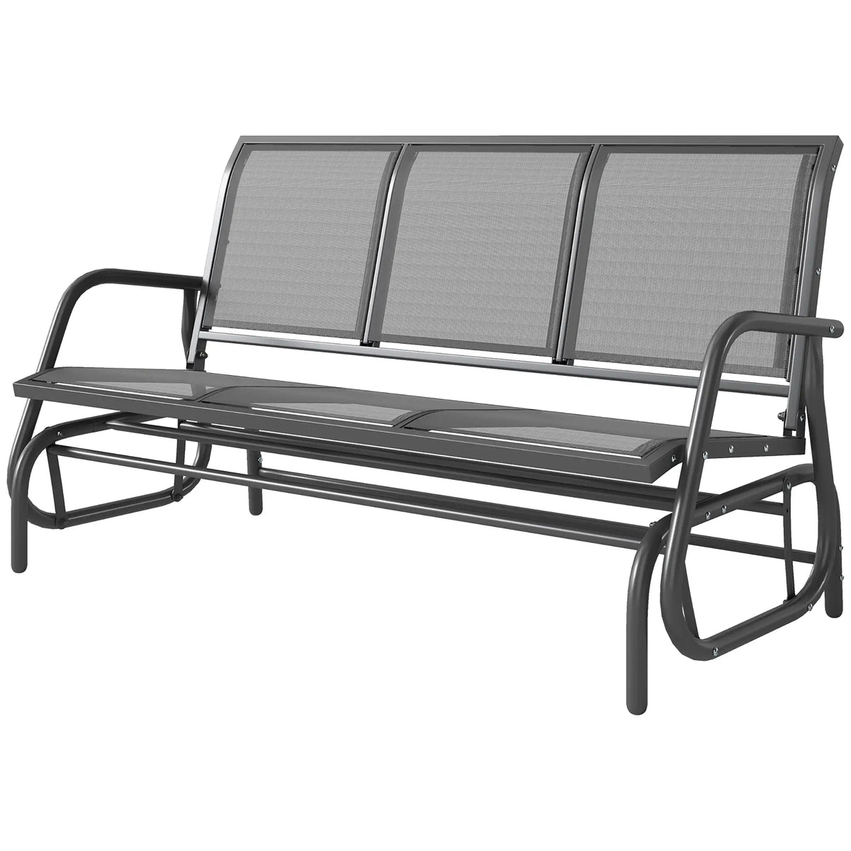 3-Seat Outdoor Glider Chair, Steel Frame, Sling Fabric Seat, Grey Outdoor Gliders Grey at Gallery Canada