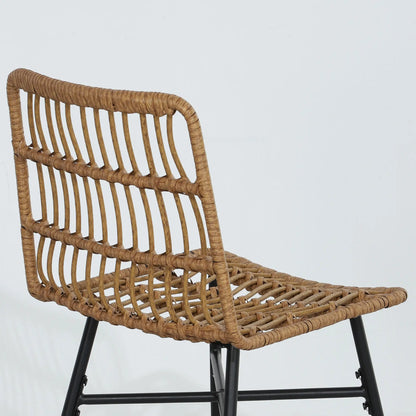 Rattan Counter Height Bar Stools Set Of 2, 26" Counter Stools With Back, Brown Bar Stools at Gallery Canada