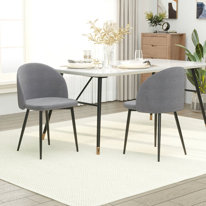 Set of 2 Mid-Back Dining Chairs, Velvet Upholstery, Dark Blue Bar Stools at Gallery Canada