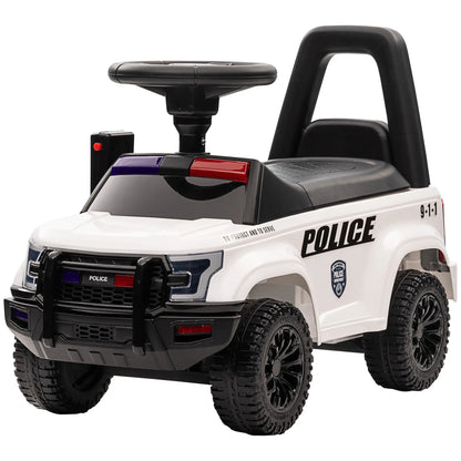 Kids Ride On Police Car, Hidden Storage, Anti Dumping, White Push Cars for Toddlers at Gallery Canada