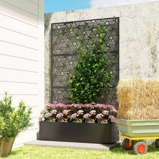 Bac à plantes en métal avec treillis, Jardin surélevé de 70" de haut, Découpe hexagonale en ligne
