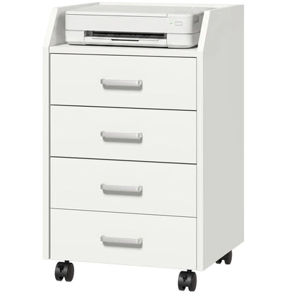 4-Drawer Vertical Mobile Filing Cabinet With Lockable Wheels, White Office Cabinets & Cupboards White at Gallery Canada