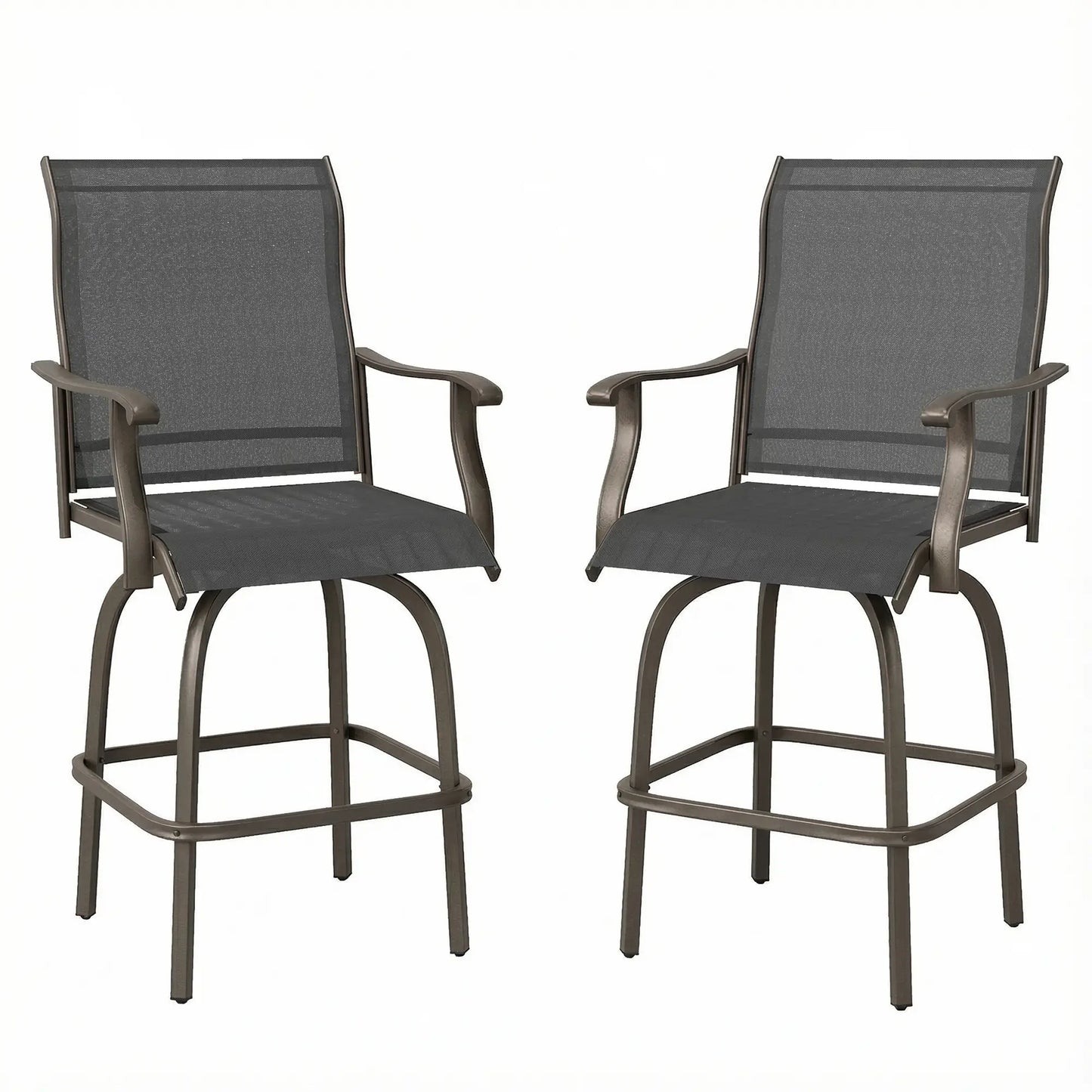 Outdoor Bar Stools Set of 2, Swivel High Back Chairs, Black Bar Stools Black at Gallery Canada