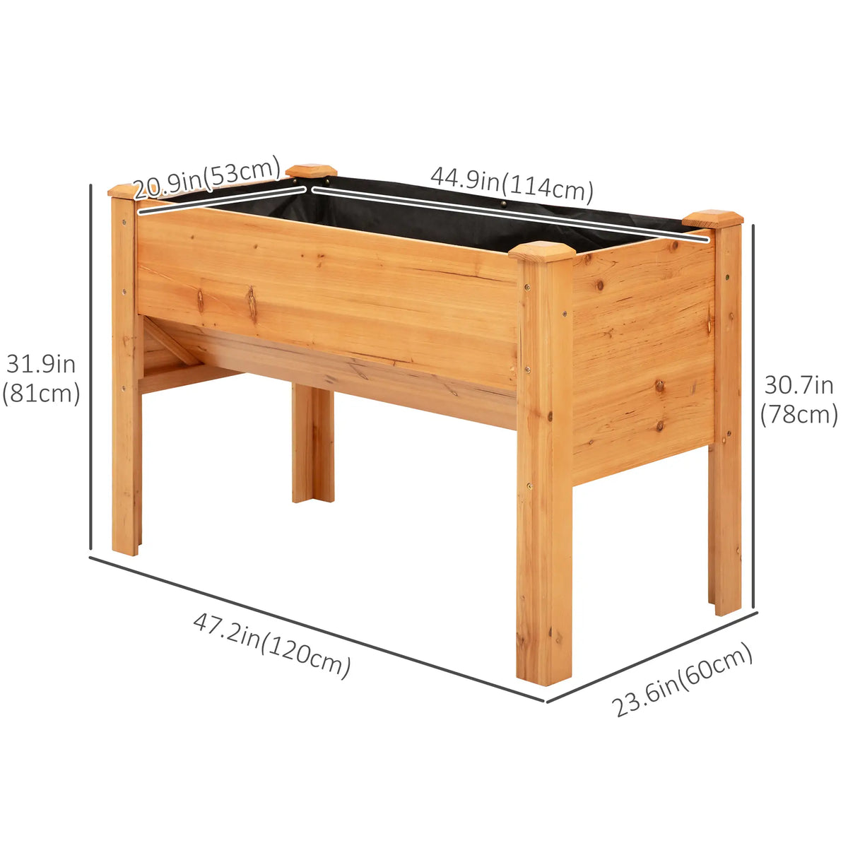 Wooden Raised Garden Stand, 48" x 24" x 32", Nature Wood Elevated Garden Beds at Gallery Canada