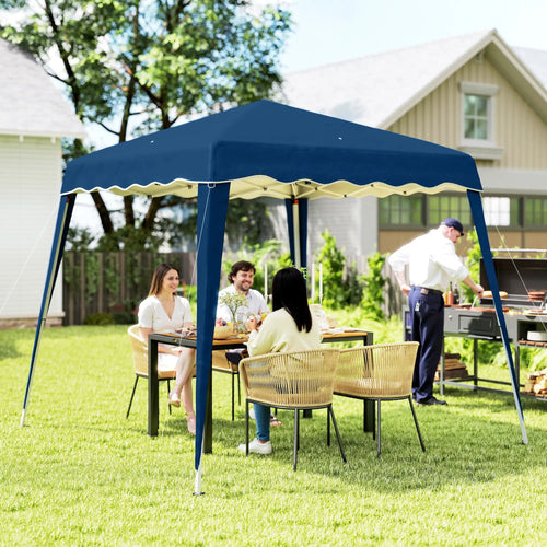 8' x 8' Pop Up Canopy, Outdoor Foldable Tent, Portable With Bag, Blue