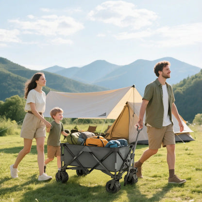 Folding Camping Trailer, Outdoor Pull Along, Anti-Slip Wheel, Dark Grey Bike Cargo Trailers at Gallery Canada