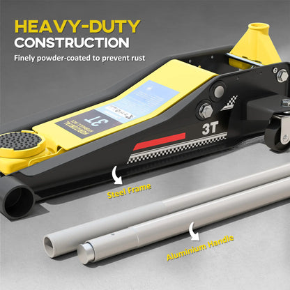 3 Ton Hydraulic Low Profile Trolley Floor Jack, Dual Piston Pump, 3-19.6in Automotive at Gallery Canada