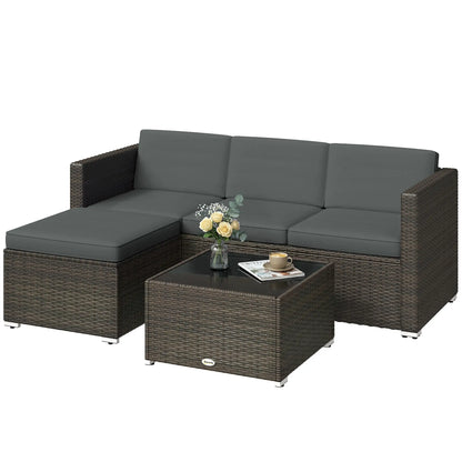 3 Piece Patio Furniture Set With Cushions, Outdoor PE Rattan Wicker, Dark Grey Patio Furniture Sets Brown, Dark Grey at Gallery Canada
