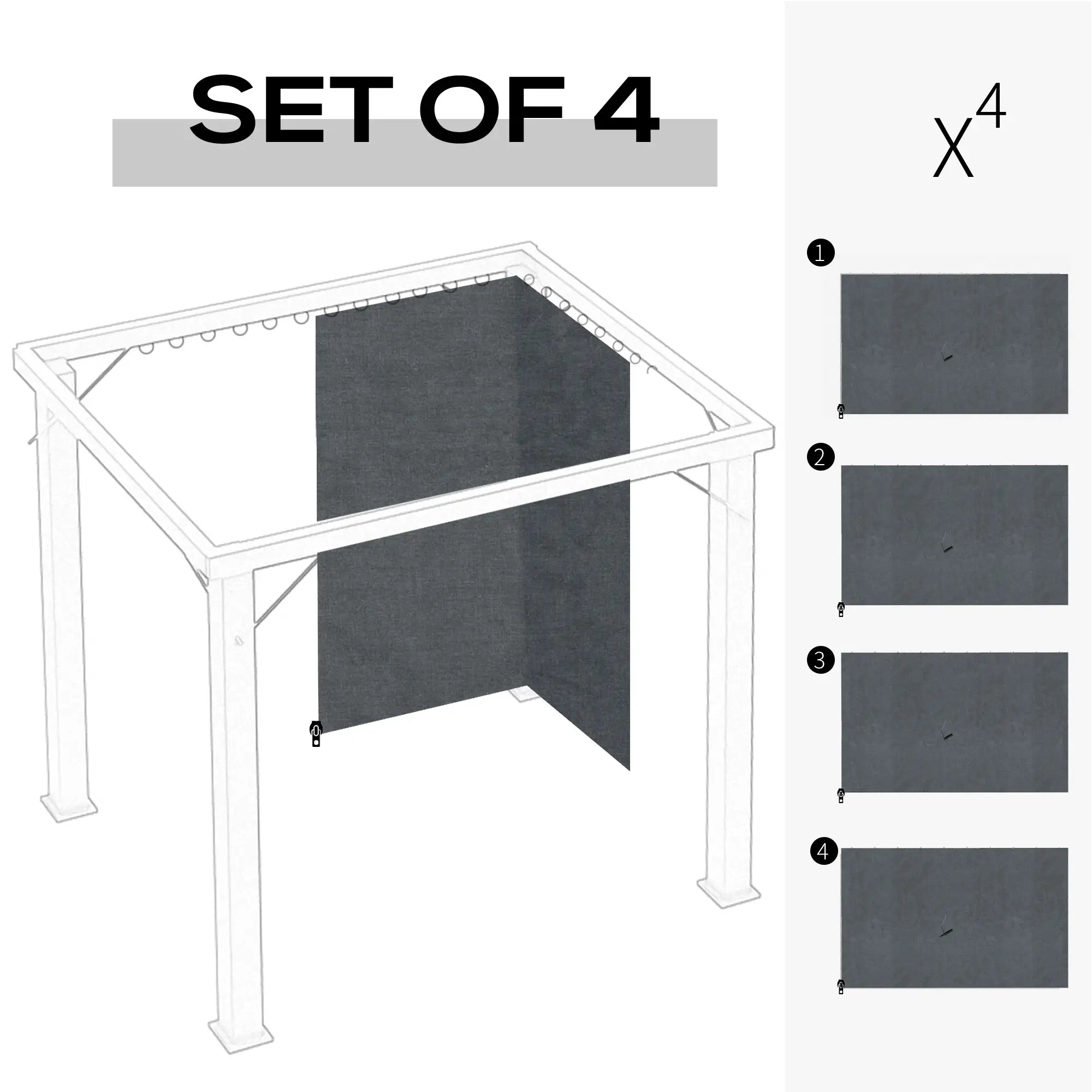 10' x 10' Gazebo Sidewall Set, 4 Panels, Hooks Included, Slate Grey Gazebo Sidewalls at Gallery Canada