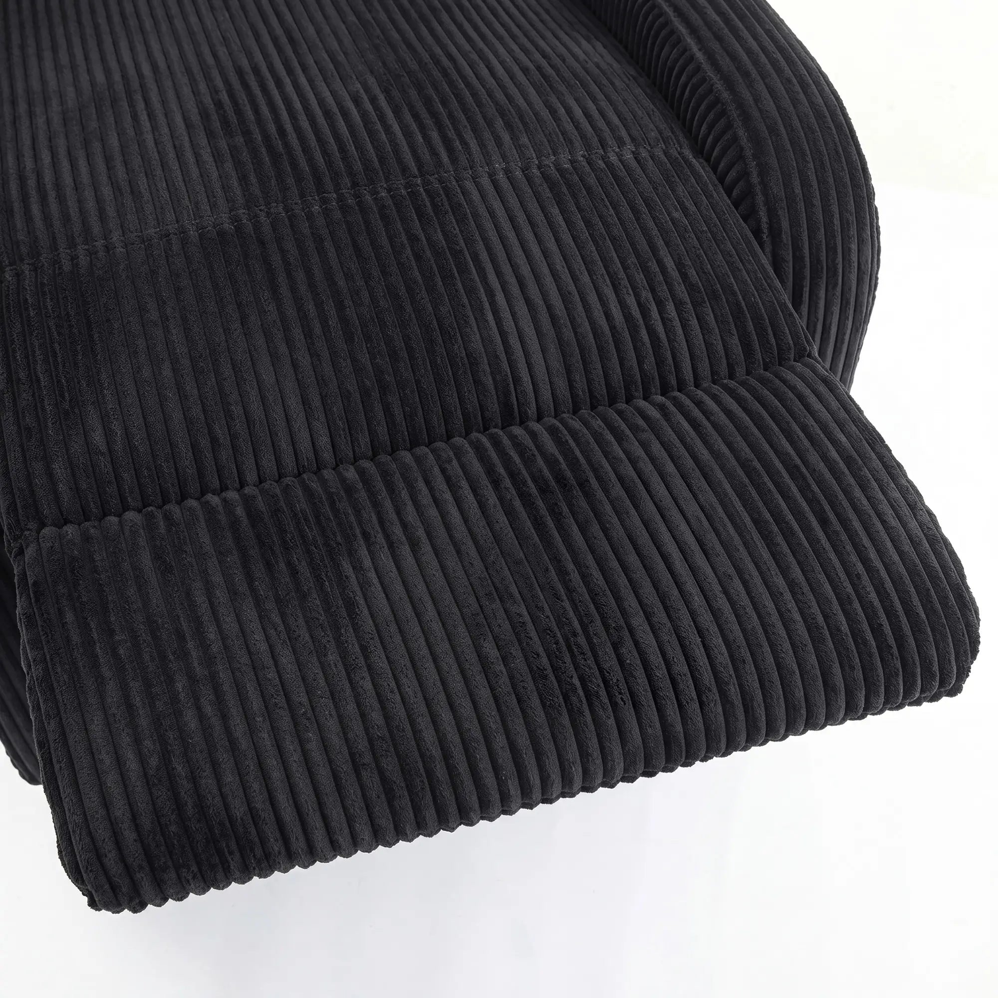 Corduroy Push Back Recliner Chair, Padded Seat, Black Single Sofas at Gallery Canada