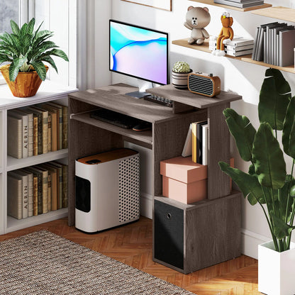 Computer Desk, Sliding Keyboard Tray, Storage Drawer, Grey Computer Desks at Gallery Canada