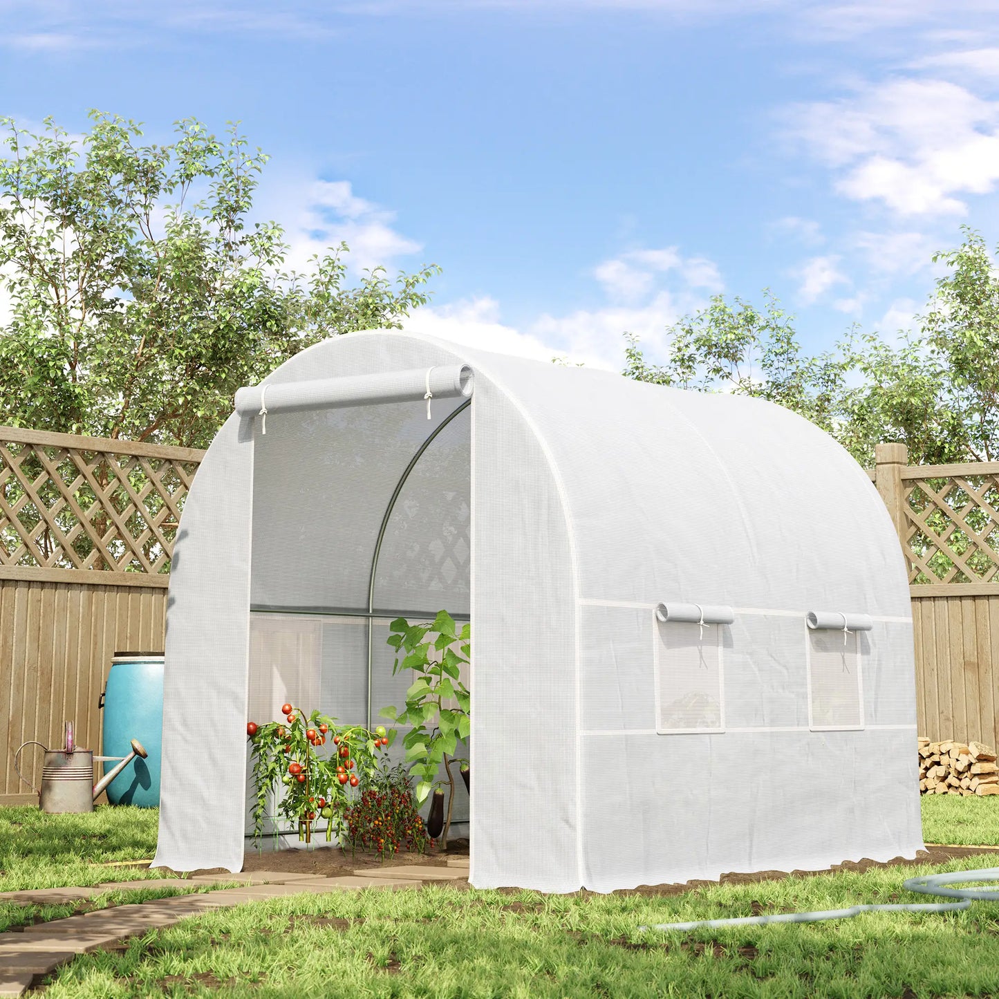 8.2x6.6x6.6ft Walk-in Greenhouse, Portable Garden Plant House, White Walk In Greenhouses at Gallery Canada