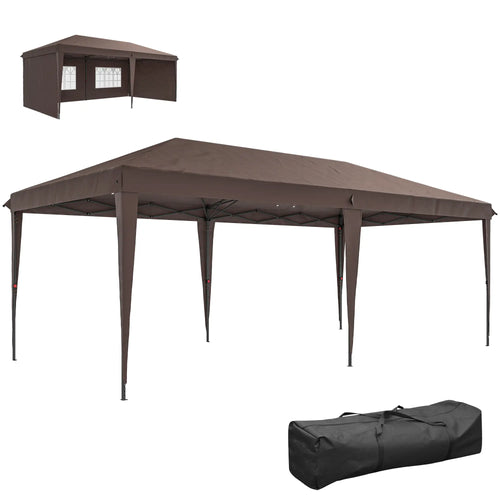 10' x 20' Pop Up Canopy Tent, Instant Shelter With Carrying Bag, Coffee