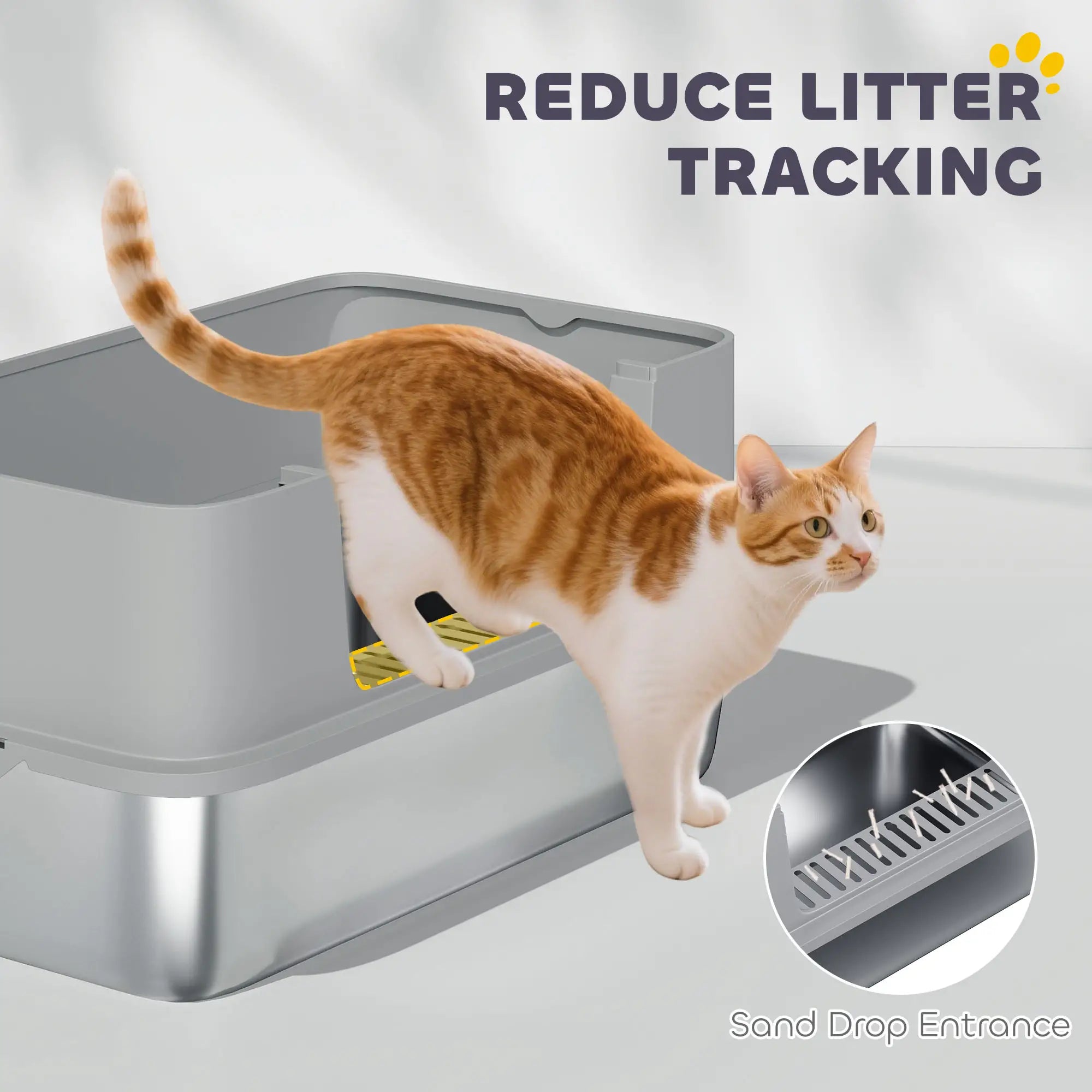 Stainless Steel Cat Litter Box, XL High Sided, 24