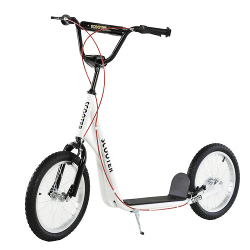 Kids Kick Scooter, 5+ Years, 16'' Inflatable Wheel, Dual Brakes, White