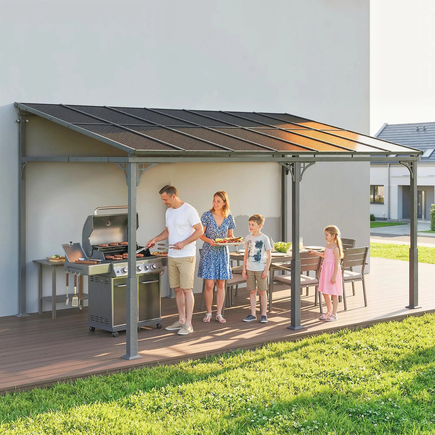 13' x 10' Lean-To Gazebo, Hardtop Wall Mounted Outdoor Pergola Pergolas at Gallery Canada