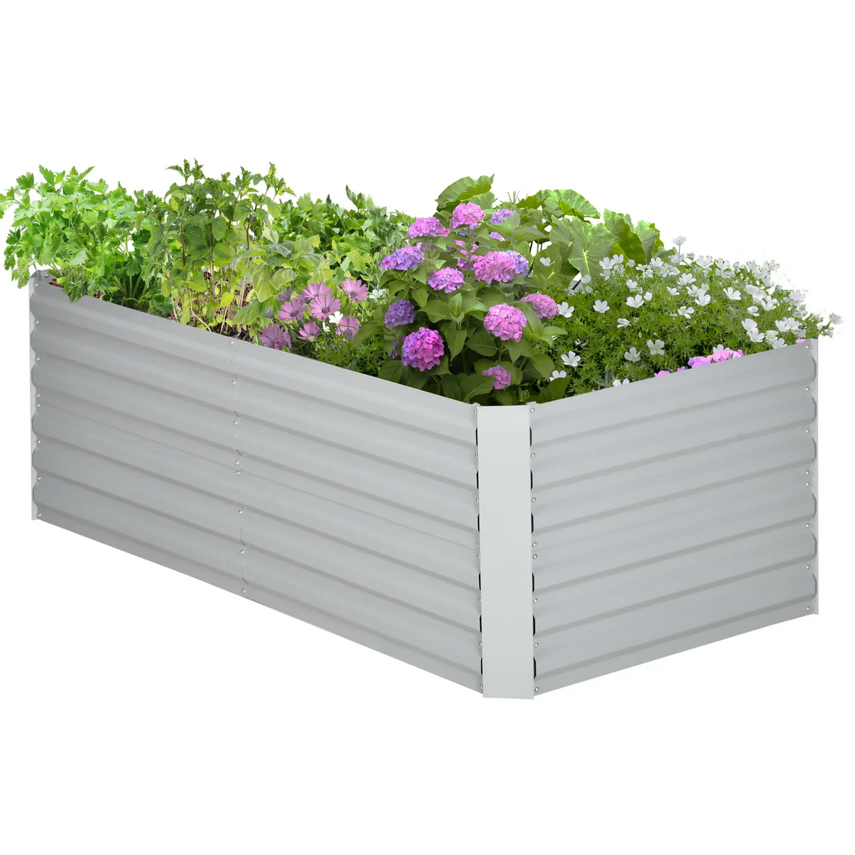 Galvanized Raised Garden Bed, Steel Outdoor Planter, 71" x 35" x 23", Light Grey Raised Garden Beds Light Grey at Gallery Canada