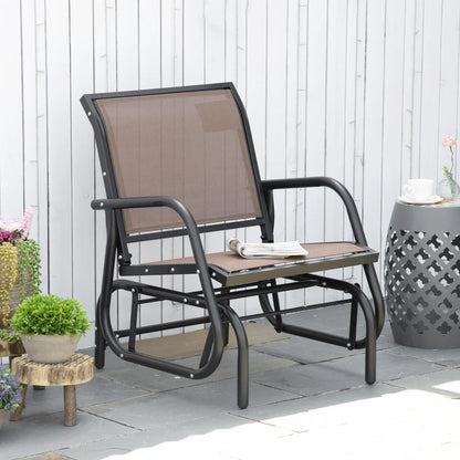 Outdoor Glider Chair, Breathable Mesh, Metal Frame, Brown Outdoor Gliders at Gallery Canada