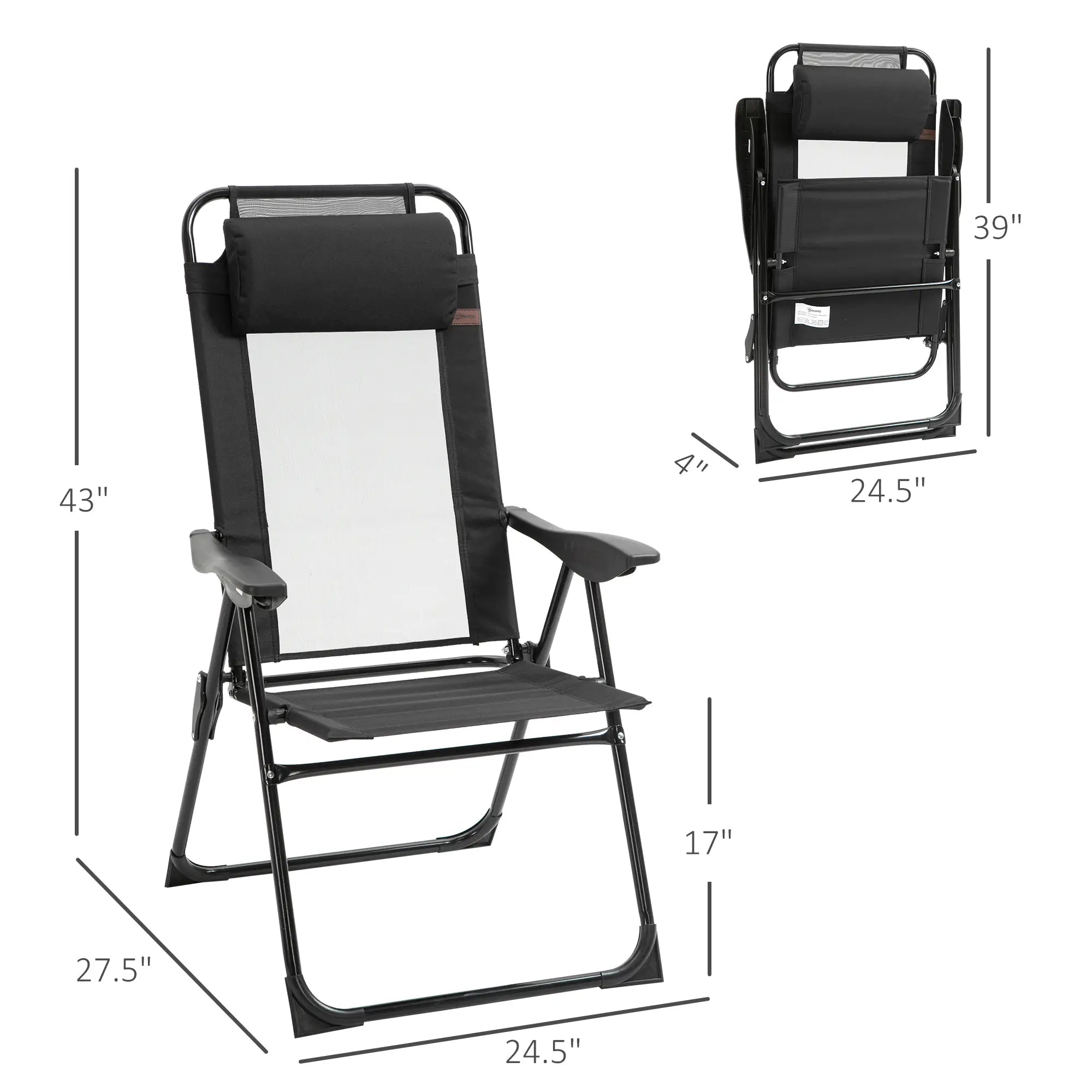 Set of 4 Folding Camping Chairs, Black Patio Chairs at Gallery Canada