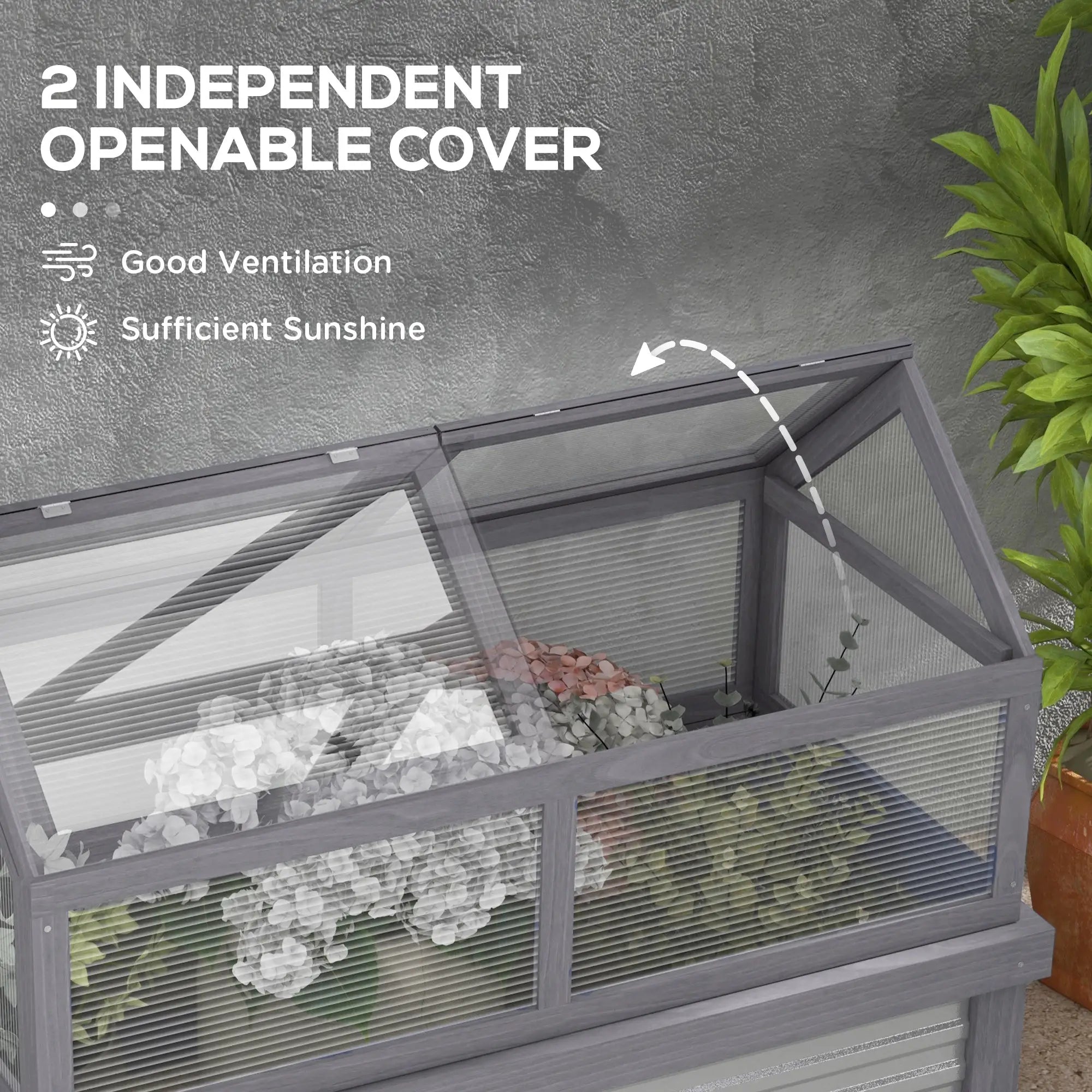 Raised Garden Bed Kit With Greenhouse, Wooden Cold Frame Planter, 48