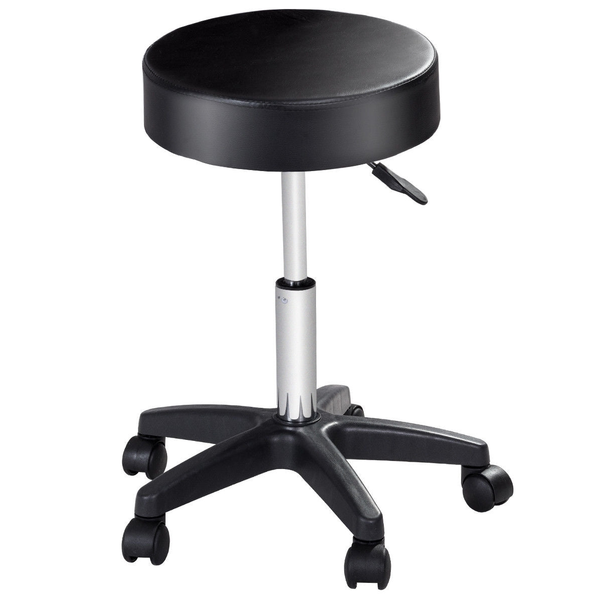 Adjustable Round Leather Swivel Bar Stool, Black Bar Stools at Gallery Canada