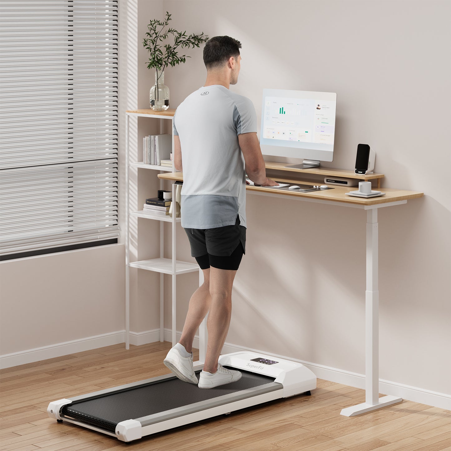 2.25 HP Walking Pad with LED Display and Remote Control, White Treadmills at Gallery Canada