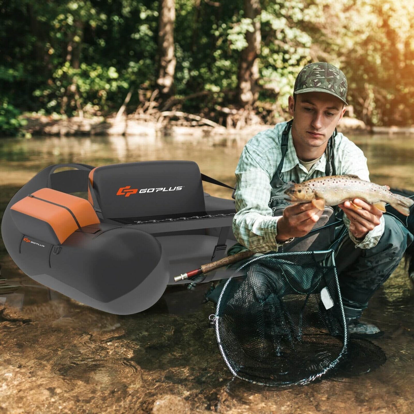 Inflatable Fishing Float Tube, With Pump Storage Pockets And Fish Ruler, Gray Surfing at Gallery Canada