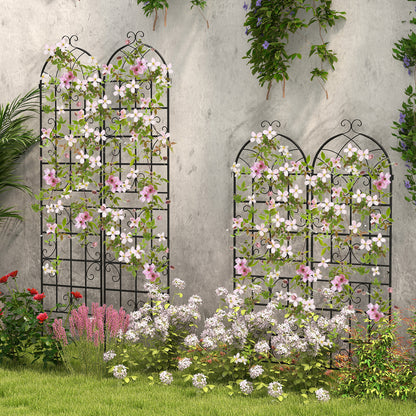 71 x 20 Inch Metal Garden Trellis, Set of 4, Black Decorative Fencing & Flooring at Gallery Canada