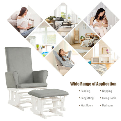 Baby Nursery Rocking Chair Glider And Ottoman Set, Gray Recliners at Gallery Canada