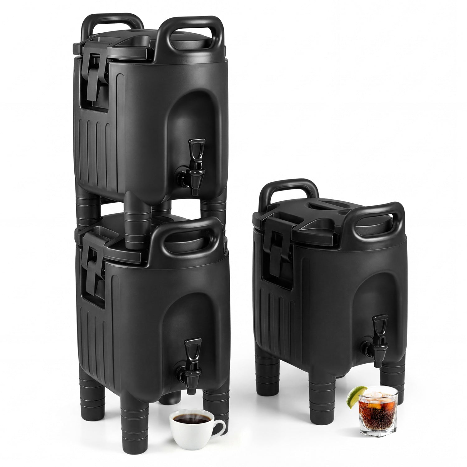 2.6 Gal Insulated Beverage Dispensers, Set of 3, Black Water Dispensers at Gallery Canada