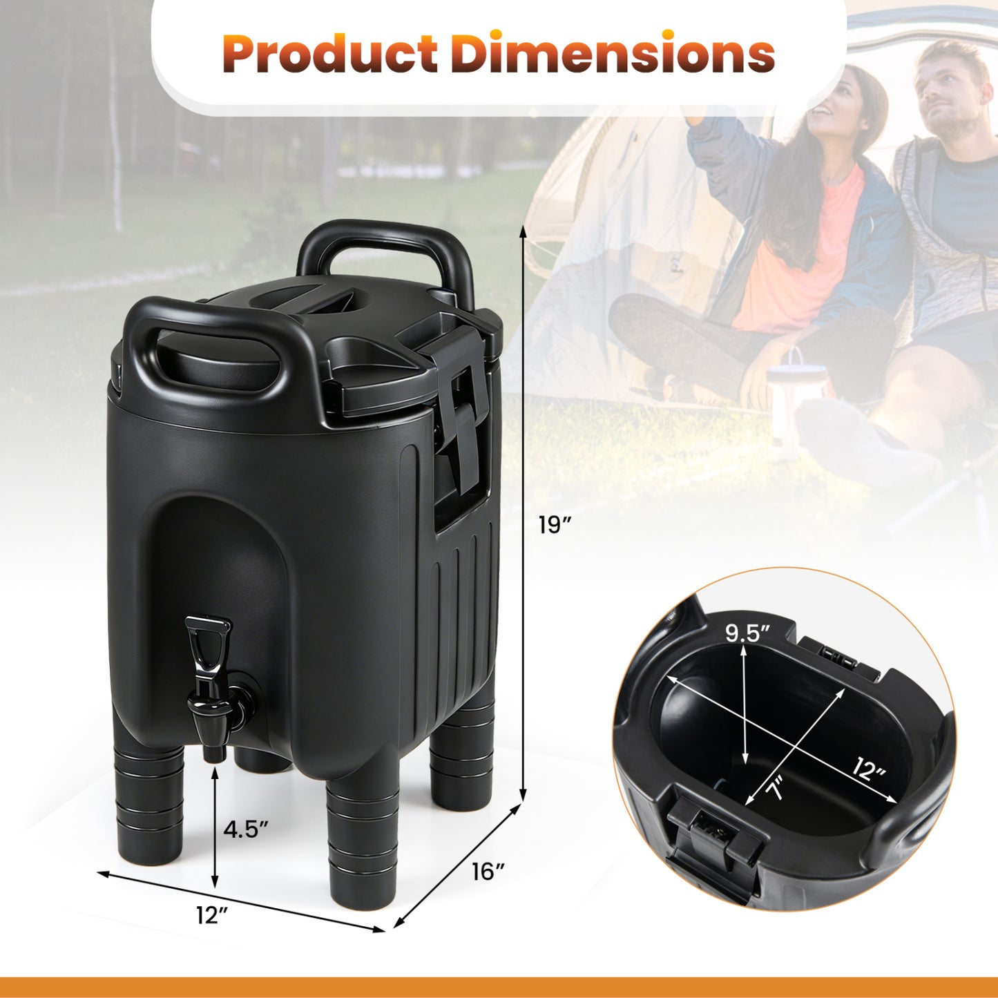 2.6 Gal Insulated Beverage Dispensers, Set of 4, Black Water Dispensers at Gallery Canada