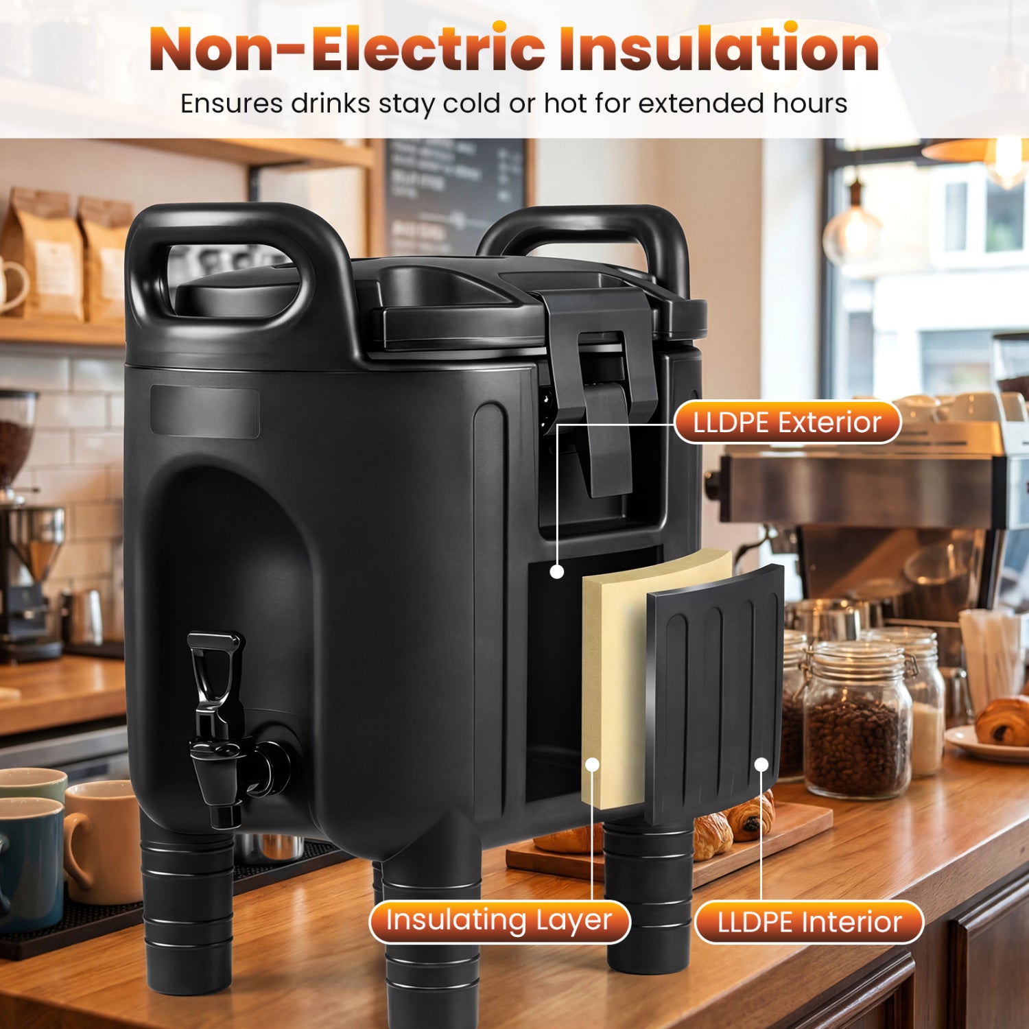 2.6 Gal Insulated Beverage Dispensers, Set of 4, Black Water Dispensers at Gallery Canada