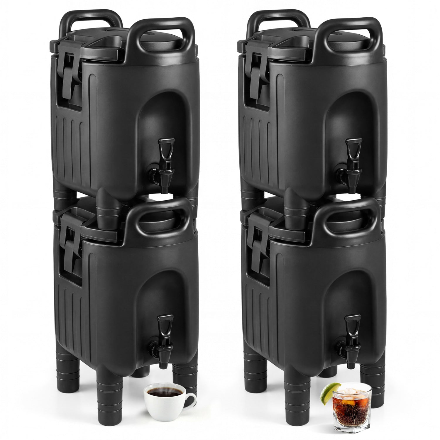 2.6 Gal Insulated Beverage Dispensers, Set of 4, Black Water Dispensers at Gallery Canada