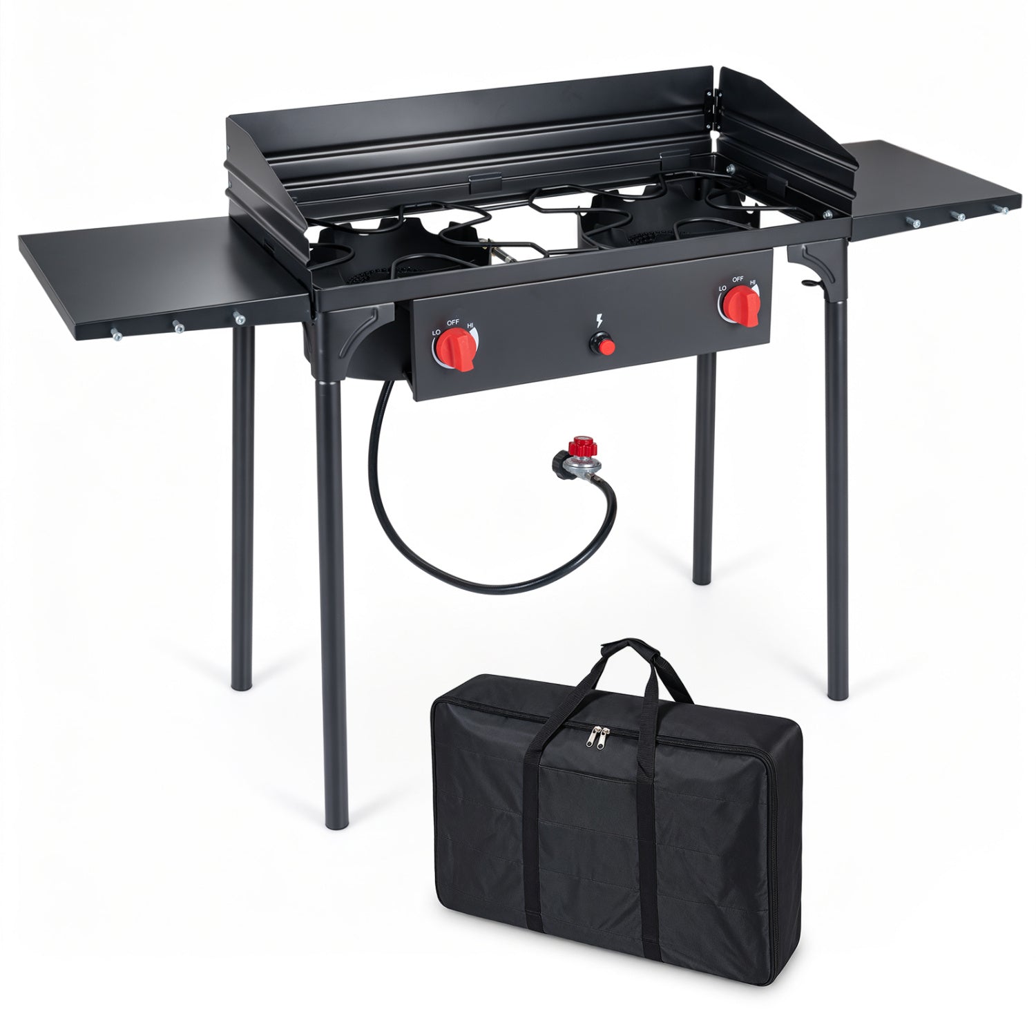 2 Burner Propane Gas Stove 150 000 BTU Outdoor Cooker, Black Outdoor Grills Black at Gallery Canada