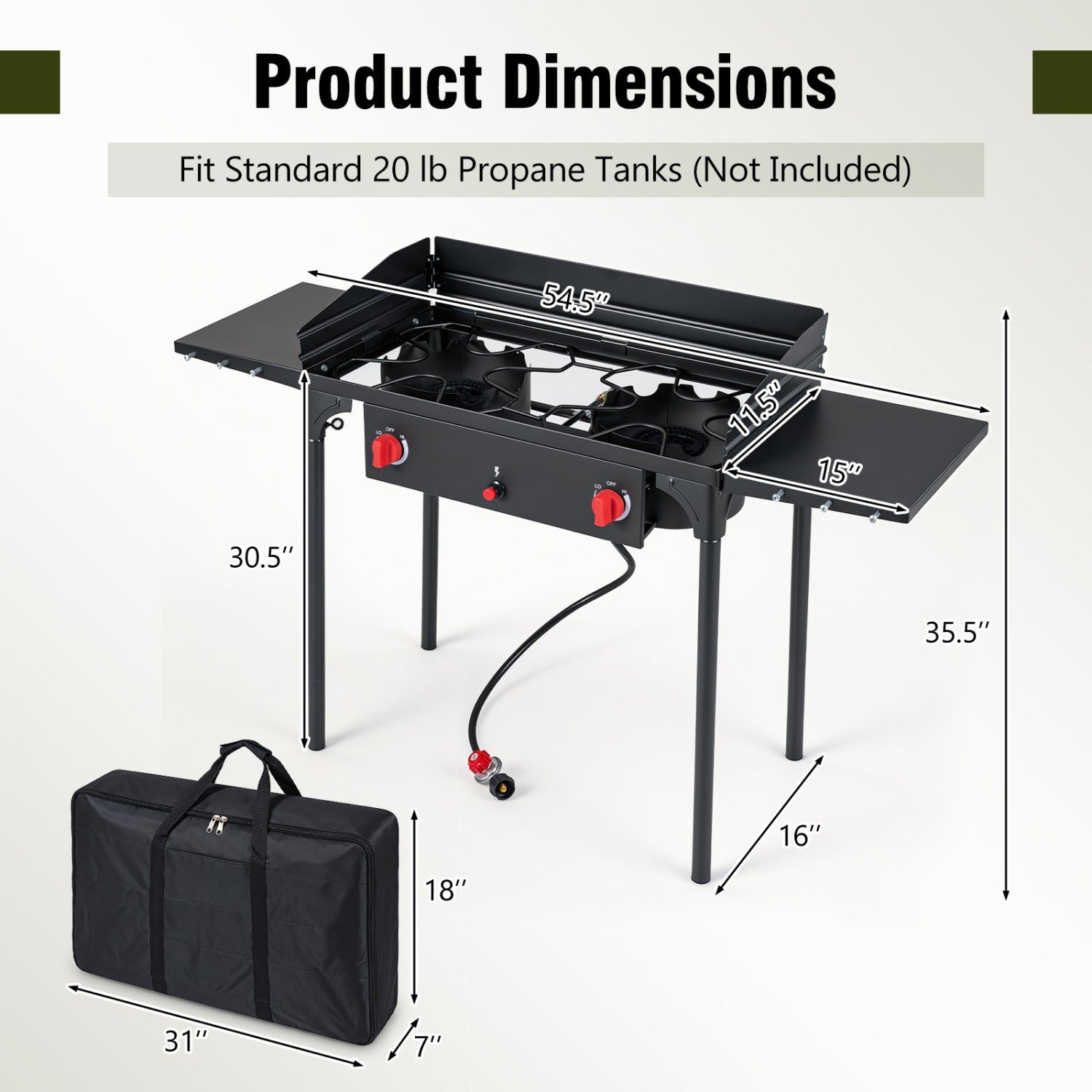 2 Burner Propane Gas Stove 150 000 BTU Outdoor Cooker, Black Outdoor Grills at Gallery Canada