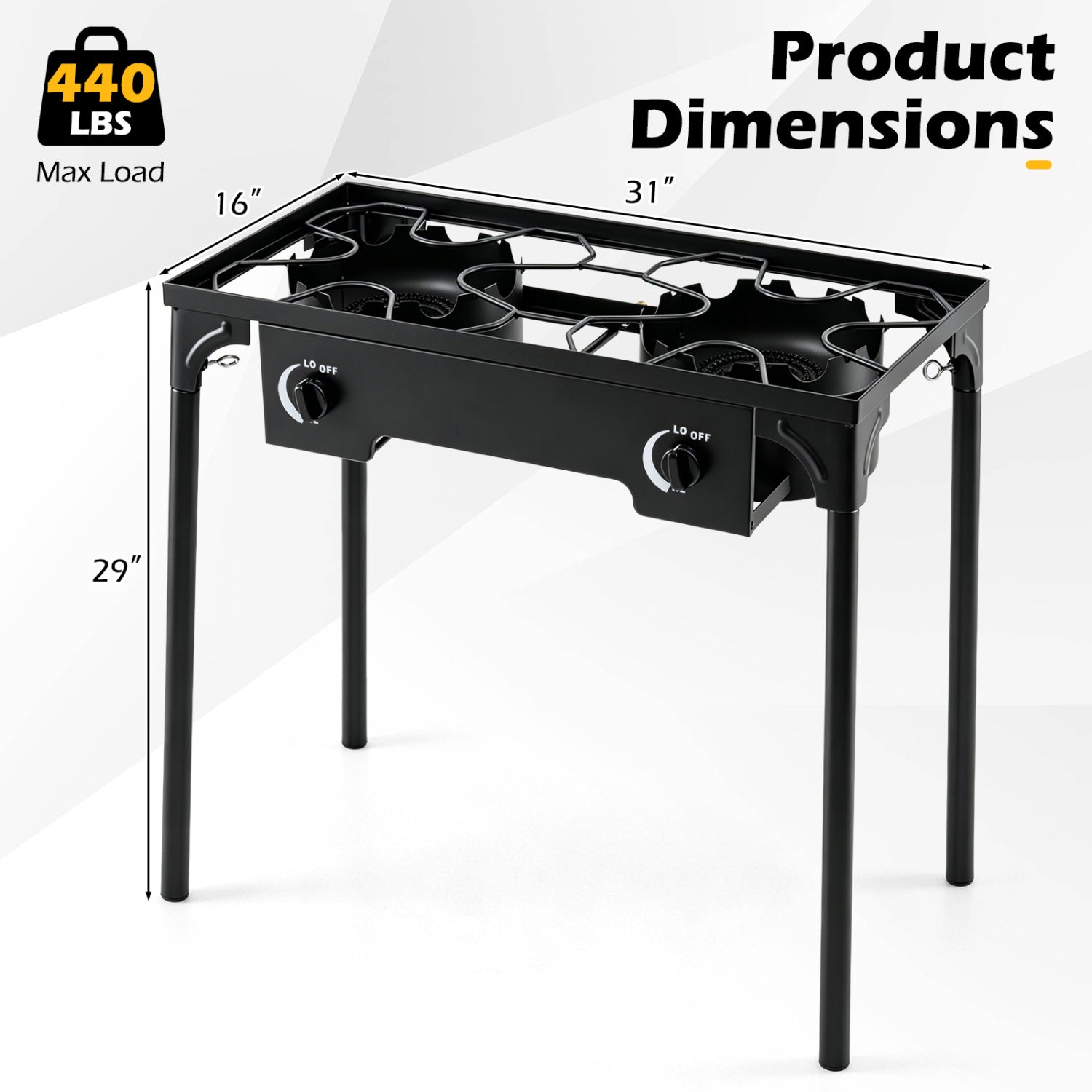 2 Burner Propane Stove, 160000 BTU, Adjustable Regulator & Hose, Black Outdoor Grills at Gallery Canada