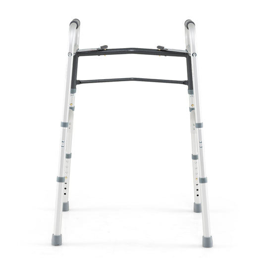 2-Button Folding Walker Lightweight with 7-Level Adjustable Height, Silver Walkers & Rollators Silver at Gallery Canada