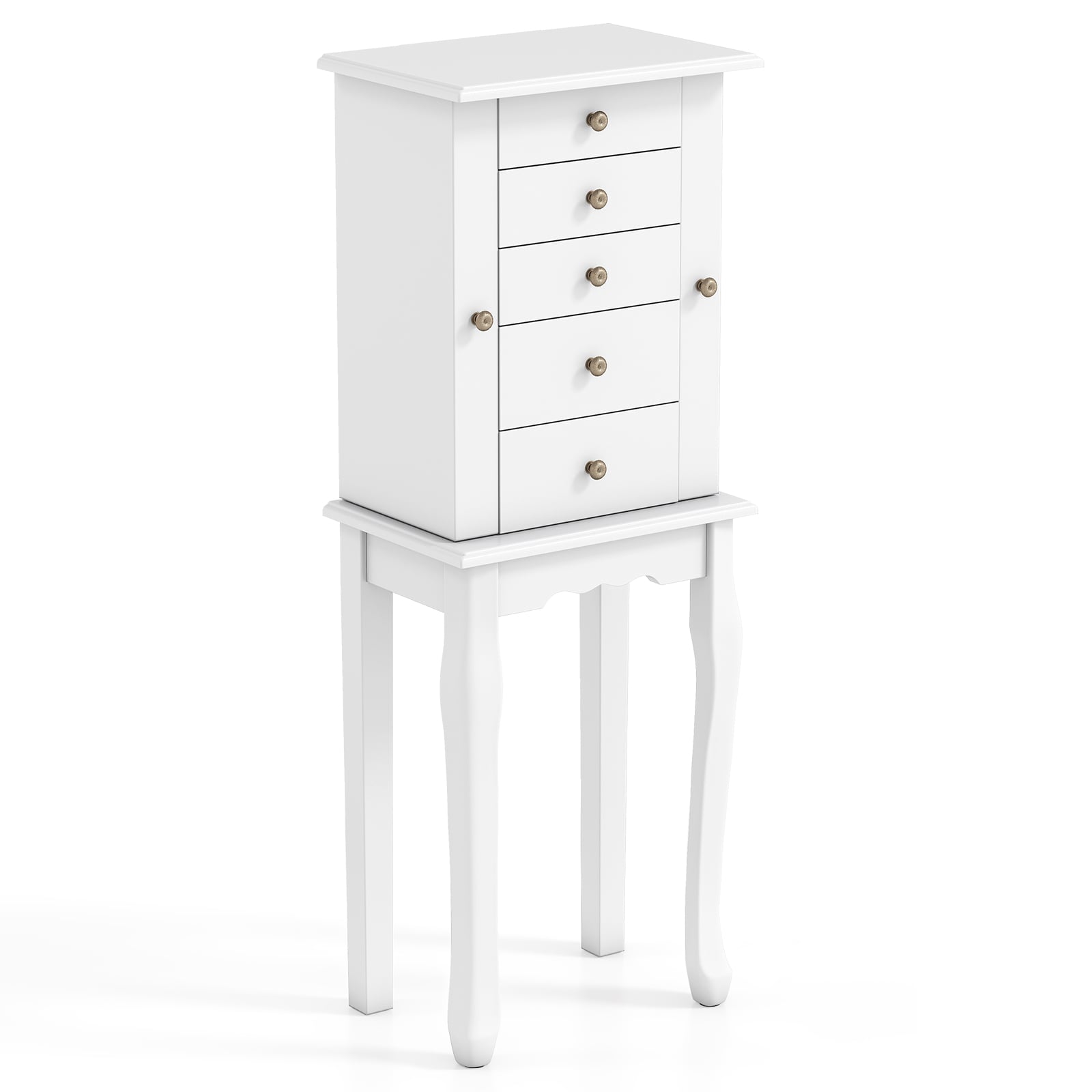 2 Colors Armoire Storage Standing Jewelry Cabinet with Mirror, White Jewelry Armoires White at Gallery Canada