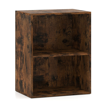 2-Cube Bookcase Floor Standing Open Bookshelf with 5-Position Adjustable Shelf, Brown Bookcases Brown at Gallery Canada