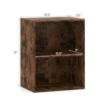 2-Cube Bookcase Floor Standing Open Bookshelf with 5-Position Adjustable Shelf, Brown Bookcases at Gallery Canada