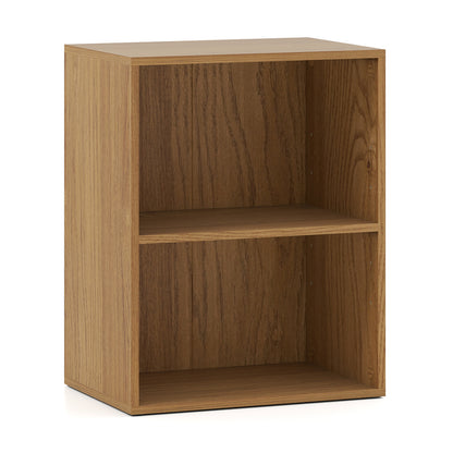 2-Cube Bookcase Floor Standing Open Bookshelf with 5-Position Adjustable Shelf, Natural Bookcases at Gallery Canada